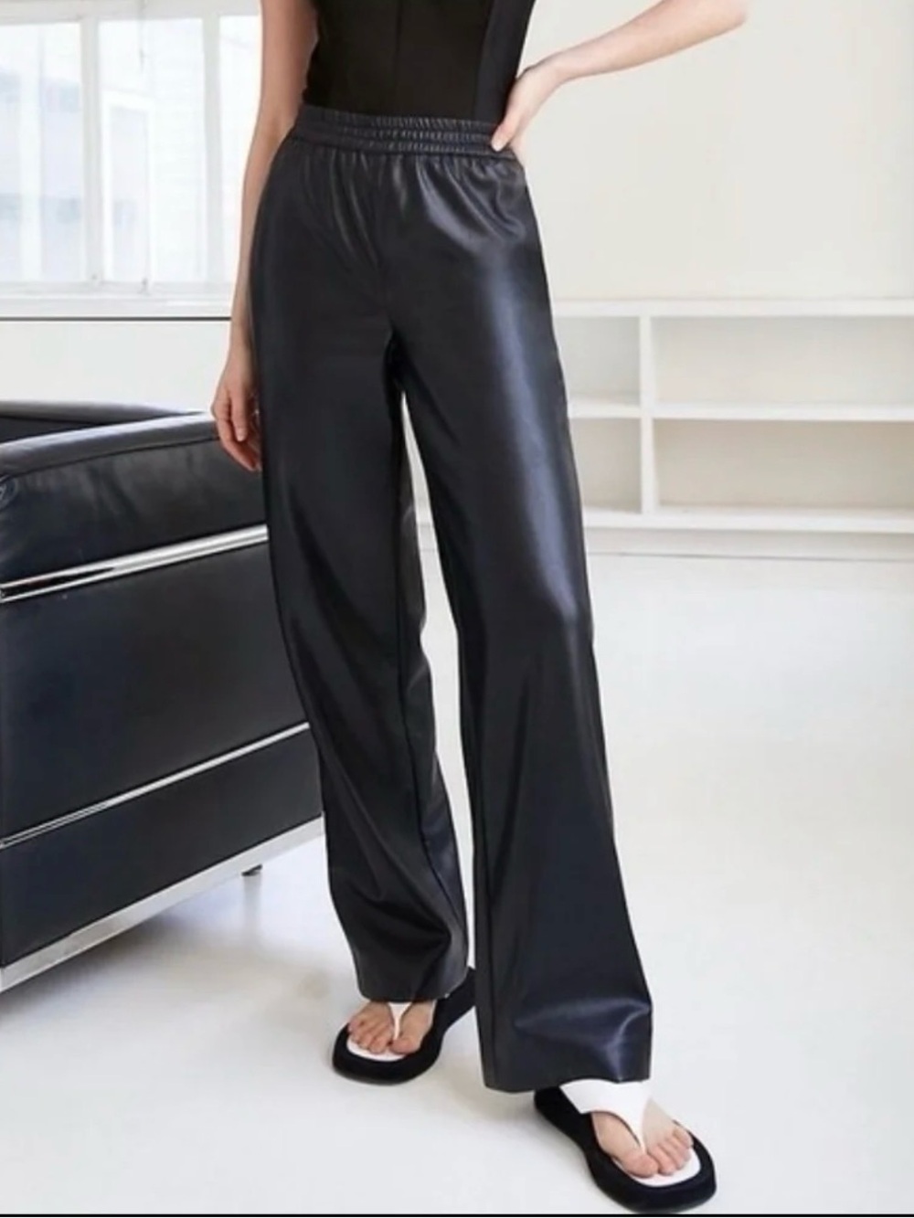 Aritzia Babaton Black Faux Leather Pants